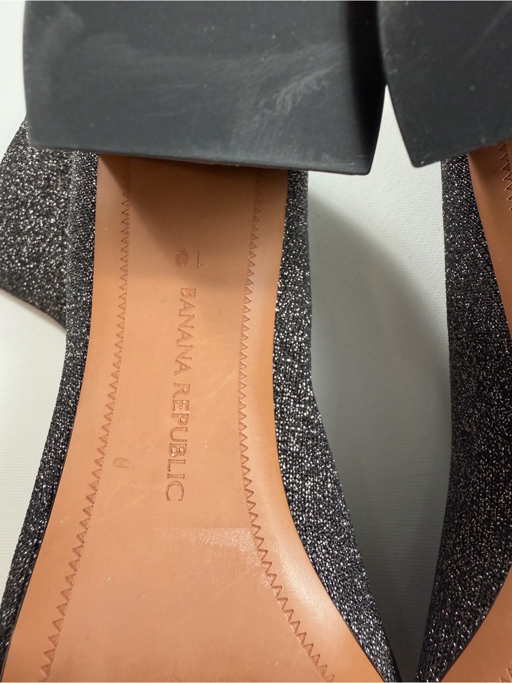 Banana Republic Metallic Gunmetal Sparkle Sock Ankle Boots Size 10 Block Heel - Picture 7 of 10